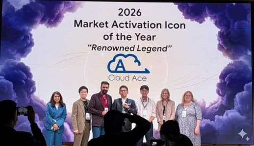 Cloud Ace on stage receiving Market Activation Icon of the Year 2026 at the Google JAPAC SMB Partner Forum